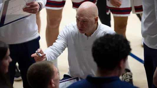 Randy Bennett in the Huddle vs Gonzaga