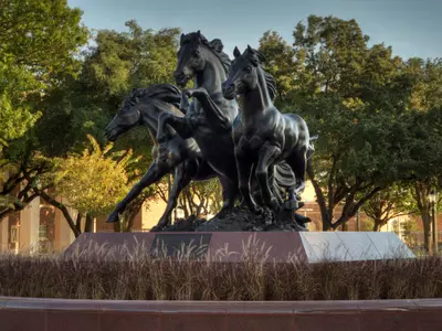 Campus photo of Mustangs statue