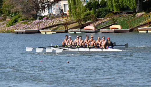 REDWOOD SHORES, CA, USA. April 29, 2023. The SMU Mustangs 1V8 raced against California at the PAC-12 Challenge.
MANDATORY PHOTO CREDIT: Photo by Bob Dahlberg, @bobd_photo.