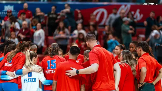 group huddle postgame volleyball