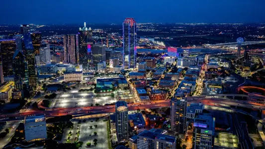 The SMU campus and the Dallas skyline are lit up with blue and red lights in recognition of SMU joining the Alantic Coast Conference Monday, July 1, 2024, in Dallas.
Job 25-034