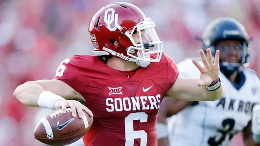Mayfield Makes His Mark; Sooners Top Akron
