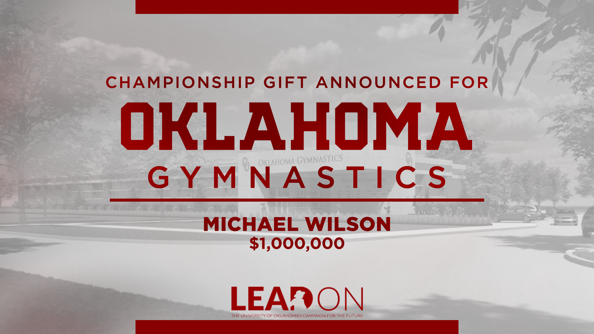 Gift announced for Oklahoma gymnastics training center expansion and renovation.