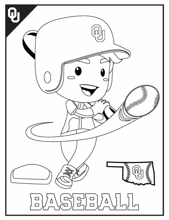 Cartoon Kid Playing Baseball Coloring Page