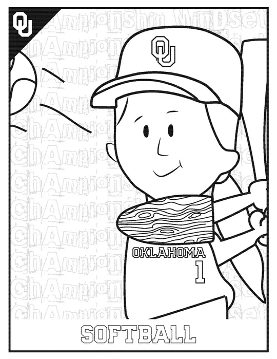 Cartoon Kid Playing Softball Coloring Page
