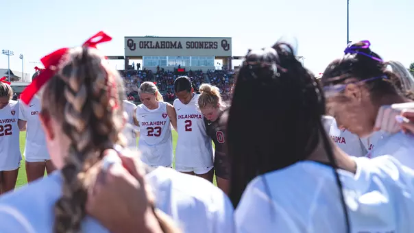 OU Soccer huddles up before a game against Texas