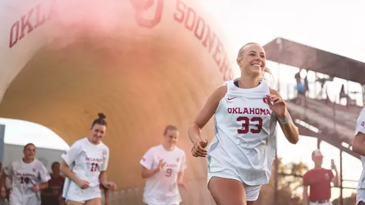 Elle Canty running out of the tunnel pre-game against South Carolina