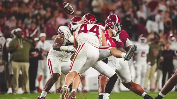 Taylor Wein sacking and forcing a fumble in the win at Alabama