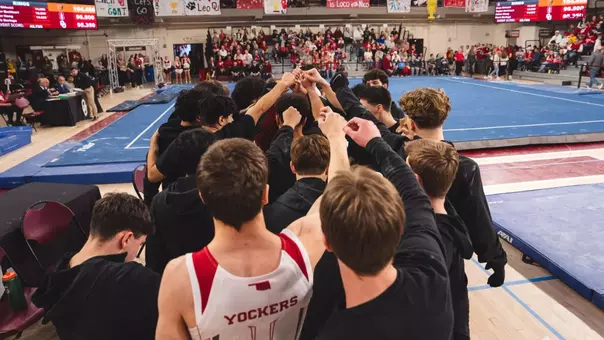 Men's Gymnastics Huddle Before Meet