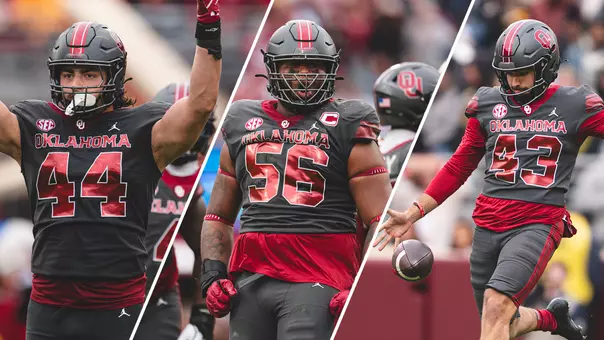 Graphic with photos of Taylor Wein-Gracen Halton-Grayson Miller who won SEC POTW awards