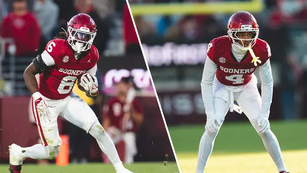 Photo graphic with action photos of both Tory Blaylock and Courtland Guillory divided by a thin white line