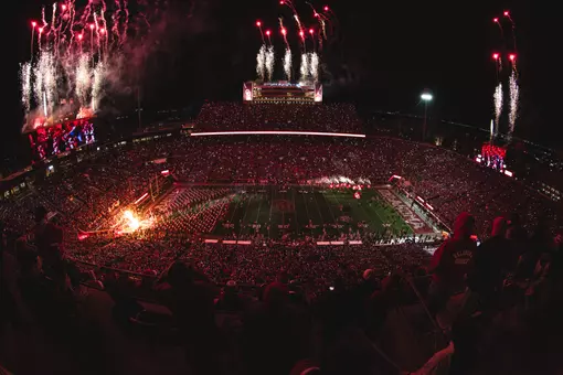 NORMAN, OK - December 19, 2025 - Fisheye wide shot during the College Football Playoff First Round game game between the Alabama Crimson Tide and the Oklahoma Sooners at Gaylord Family - Oklahoma Memorial Stadium in Norman, OK. Photo By Morgan Givens/University of Oklahoma