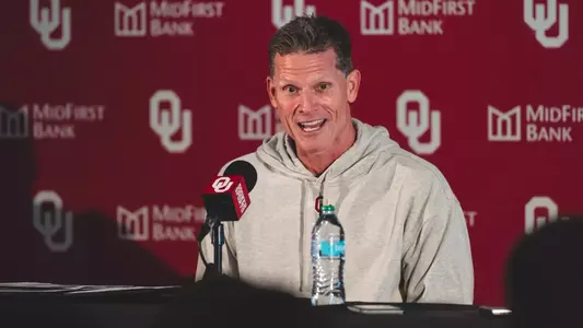 NORMAN, OK - March 05, 2025 - Oklahoma Football Head Coach Brent Venables speaks during Spring Media Availability at Gaylord Family-Oklahoma Memorial Stadium in Norman, OK. Photo By Brendall Vargas/University of Oklahoma