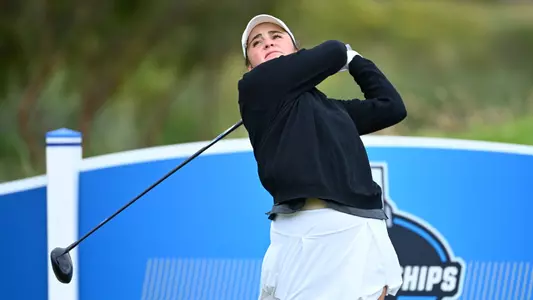 Savannah Barber swings during the second round of the 2025 NCAA Championships