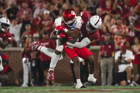 NORMAN, OK - September 07, 2024 - Oklahoma Defensive lineman Gracen Halton (#56) during the game between the Houston Cougars and the Oklahoma Sooners at Gaylord Family - Oklahoma Memorial Stadium in Norman, OK. Photo By Peyton Martin/University of Oklahoma