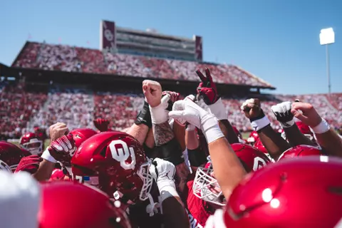 NORMAN, OK - September 14, 2024 - The Oklahoma Football team during the game between the Tulane Green Wave and the Oklahoma Sooners at Gaylord Family - Oklahoma Memorial Stadium in Norman, OK. Photo By Morgan Givens/University of Oklahoma