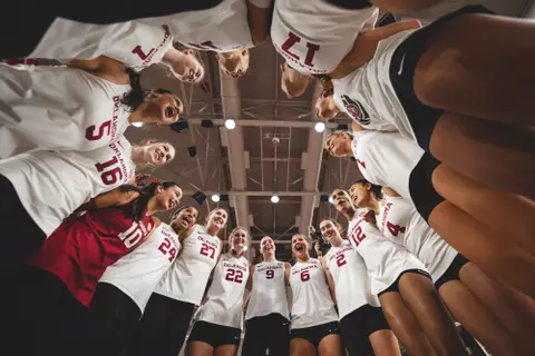 NORMAN, OK - November 22, 2024 - The Oklahoma Volleyball Team during the game between the Texas Longhorns and the Oklahoma Sooners at McCasland Field House in Norman, OK. Photo By Brendall Vargas/University of Oklahoma