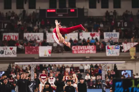 NORMAN, OK - February 08, 2025 - Colin Flores during the meet between the Stanford Cardinal, the Greenville Panthers and the Oklahoma Sooners at McCasland Field House in Norman, OK. Photo By Morgan Givens/University of Oklahoma