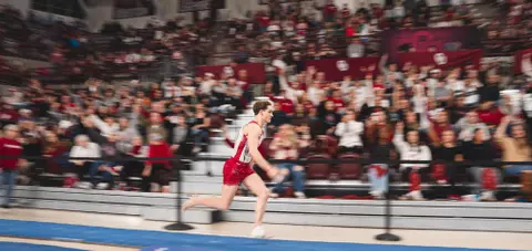NORMAN, OK - February 08, 2025 - Brigham Frentheway during the meet between the Stanford Cardinal, the Greenville Panthers and the Oklahoma Sooners at McCasland Field House in Norman, OK. Photo By Morgan Givens/University of Oklahoma