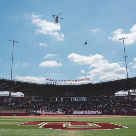 NORMAN, OK - March 29, 2025 - Flyover during the game between the Tennessee Volunteers and the Oklahoma Sooners at Love's Field in Norman, OK. Photo By Morgan Givens/University of Oklahoma