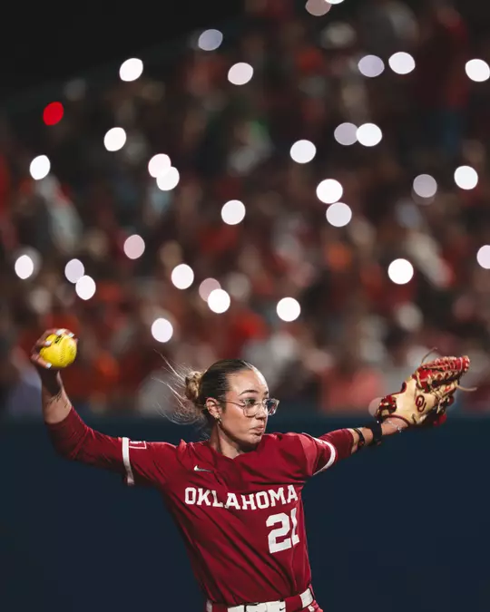 NORMAN, OK - April 09, 2025 - Oklahoma Pitcher Sam Landry (#21) during the game between the Oklahoma St. Cowboys and the Oklahoma Sooners at Devon Park in Oklahoma City, Oklahoma. Photo By Morgan Givens/University of Oklahoma