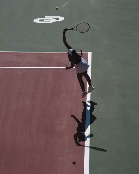 NORMAN, OK - May 03, 2025 - Salakthip Ounmuang during the NCAA Womenās Tennis Regional match between the Oklahoma St. Cowboys and the Oklahoma Sooners at Headington Family Tennis Center in Norman, OK. Photo By Morgan Givens/University of Oklahoma