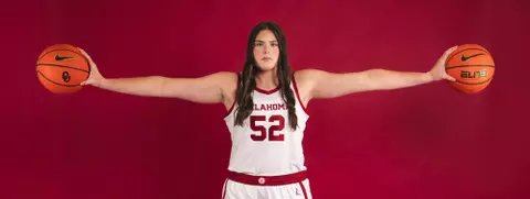 NORMAN, OK - July 24, 2024 - Oklahoma Center Raegan Beers (#52) during Oklahoma Sooners Women's Basketball media day in Norman, OK. Photo By Morgan Givens/University of Oklahoma