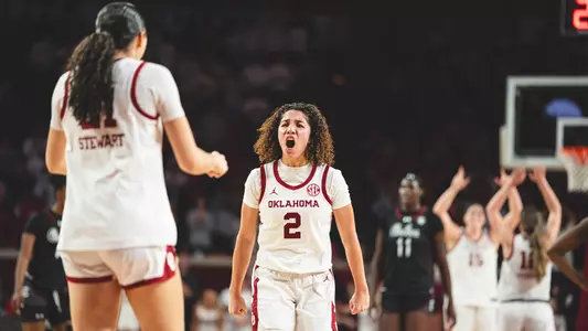 Aaliyah Chavez celebrates during the win against South Carolina