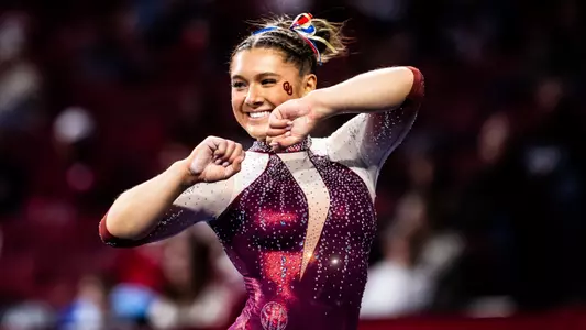 Mackenzie Estep dances to her floor routine.