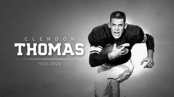 Clendon Thomas in memoriam graphic. Text: "Clendon Thomas; 1935-2026"