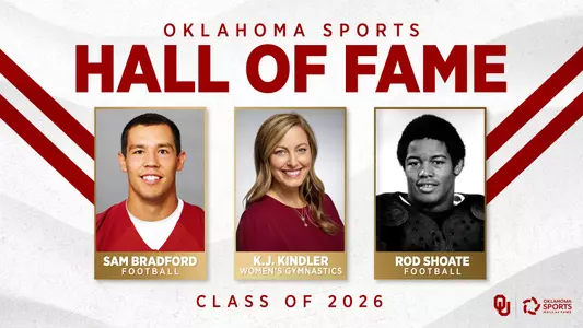 2026 OK Sports Hall of Fame Announcement graphic - Sam Bradford, KJ Kindler, Rod Shoate