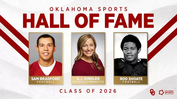 2026 OK Sports Hall of Fame Announcement graphic - Sam Bradford, KJ Kindler, Rod Shoate
