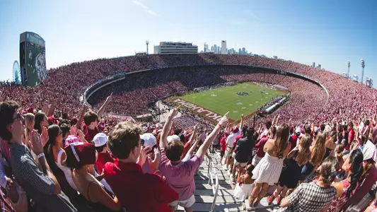 DALLAS, TX - October 11, 2025 - Wide shot during the game between the Texas Longhorns and the Oklahoma Sooners at The Cotton Bowl in Dallas, TX. Photo By Morgan Givens/University of Oklahoma