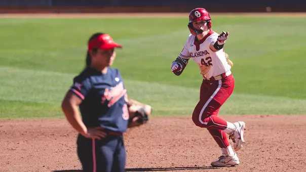 Gabbie Garcia rounding the bases after a home run at Arizona