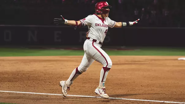 Gabbie Garcia rounding third base on a home run against Auburn
