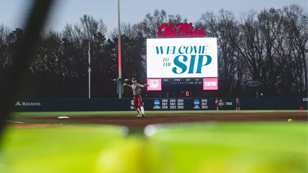 Sydney Barker throwing a ball during practice at Ole Miss