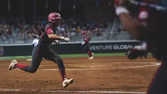 Ailana Agbayani running home during OU's 3-2 win at LSU
