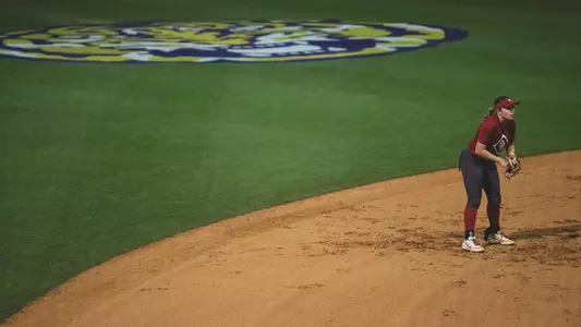 Picture of Gabbie Garcia at shortstop during batting practice