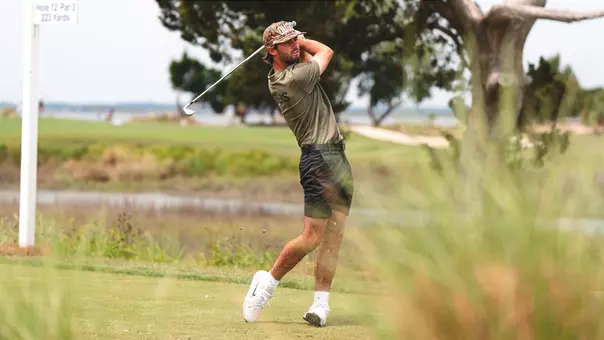 Ryder Cowan tees off at the 2026 SEC Championship.