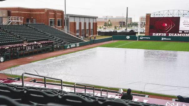 Image of the tarp on the field at Davis Diamond in College Station