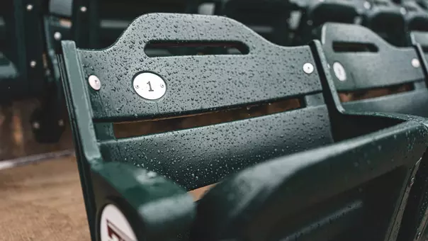 Picture of the Texas A&M seats during the rain delay