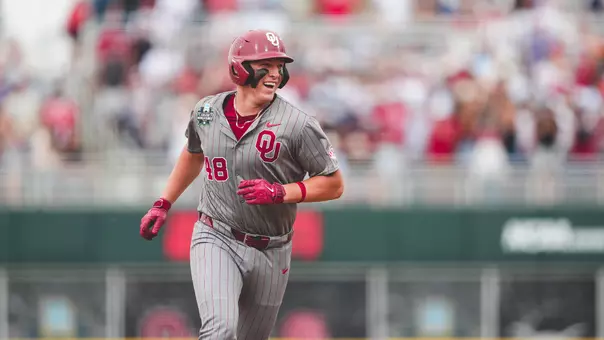 Deiten Lachance rounds the bases after hitting a home run against UNC in game one of the CWS Championship Series
