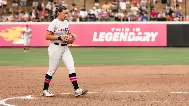 Keilani Ricketts pitching in-game for the Caroline Blaze