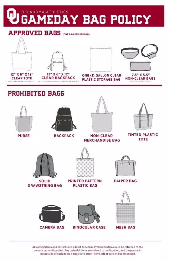 2026 Game Day Bag Policy