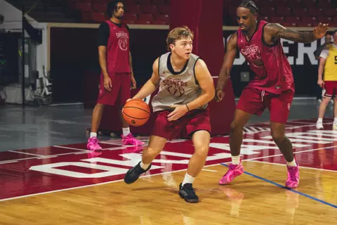 Oklahoma Menās Basketball practice in Norman, OK.