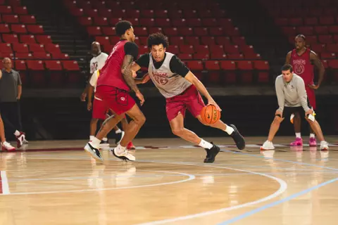Oklahoma Menās Basketball practice in Norman, OK.