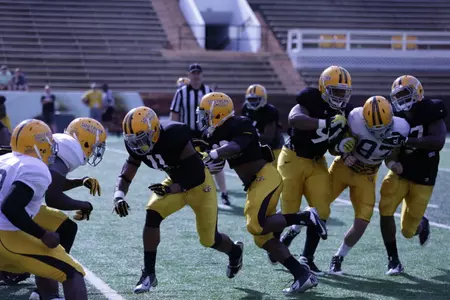Jacorius Cotton had an interception during the third scrimmage of the spring.