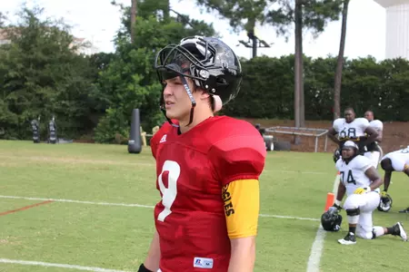 Nick Mullens at practice on Tuesday.