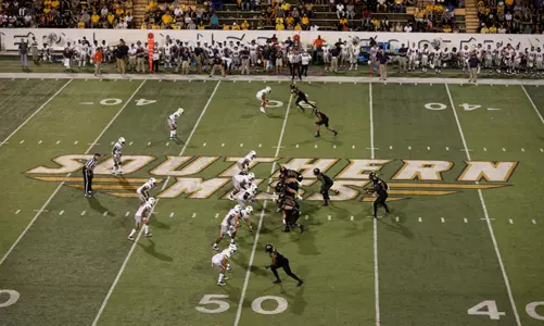 Oct 14, 2017; Hattiesburg, MS, USA; Southern Miss Golden Eagles quarterback Keon Howard (2) gets the snap against the UTEP Miners in the second half at M. M. Roberts Stadium. Southern Miss won, 24-0. Mandatory Credit: Chuck Cook-USA TODAY Sports