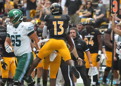 Southern Miss Defensive Back Tyrek Moody (13) against Tulane in an NCAA college football game in Hattiesburg, Miss., Saturday, Sept. 26, 2020. (Photo by Joe Harper/bgnphoto.com)